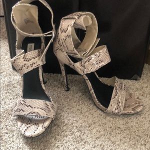 Steve Madden snakeskin sandals.
